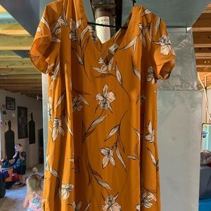 Mustard yellow floral dress